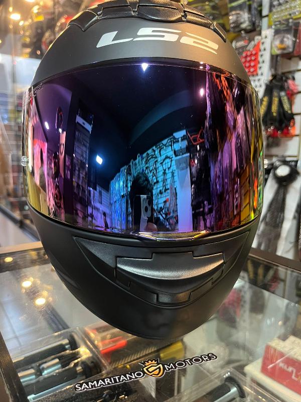 Foto adicional de CASCO INTEGRAL LS2 ROOKIE NS352 NEGRO MATE ALERON ROSADO 